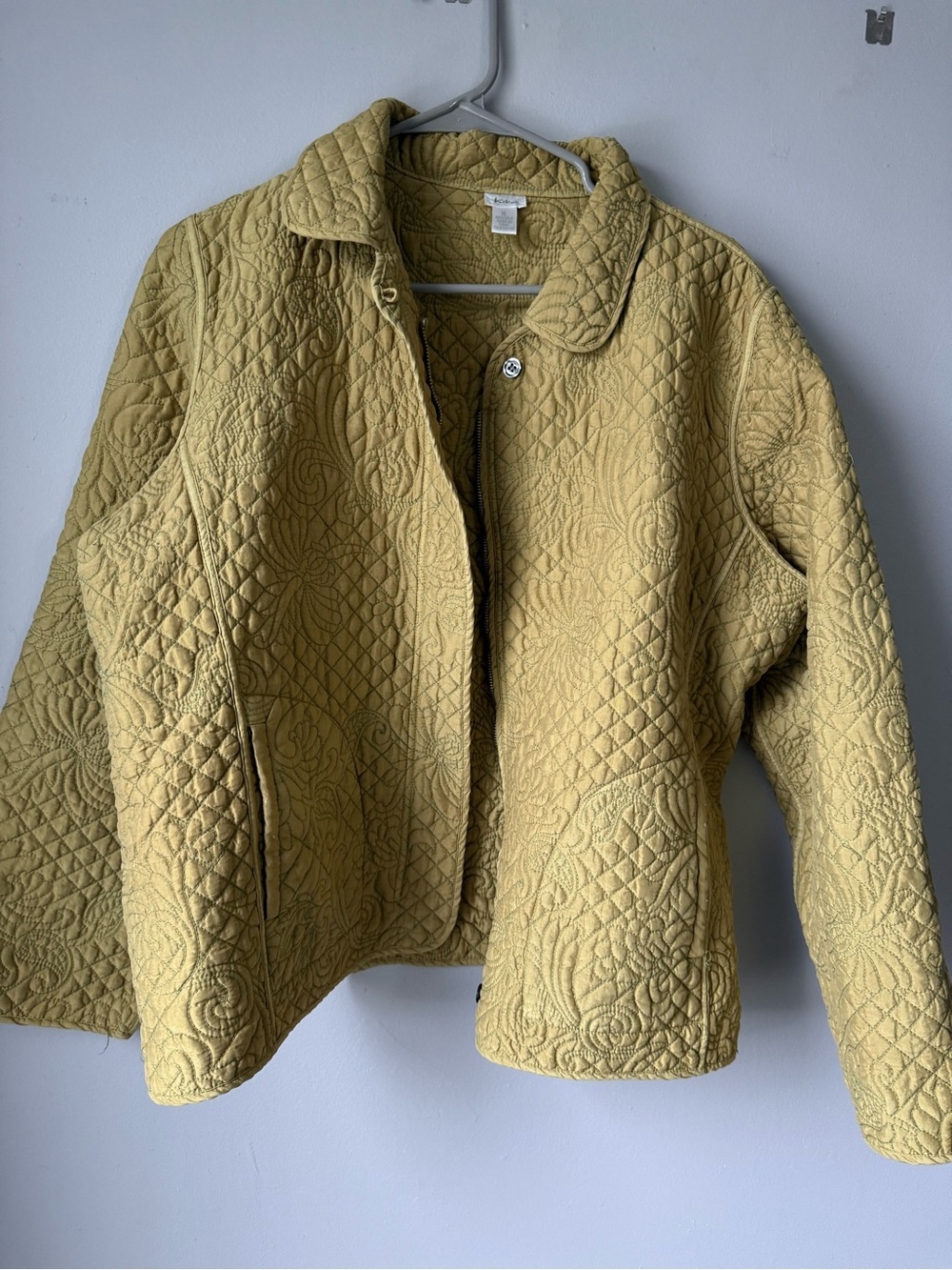 VTG KIKO Quilted Jacket Silk Boho Paisley Floral Cottage Core Green Size XL